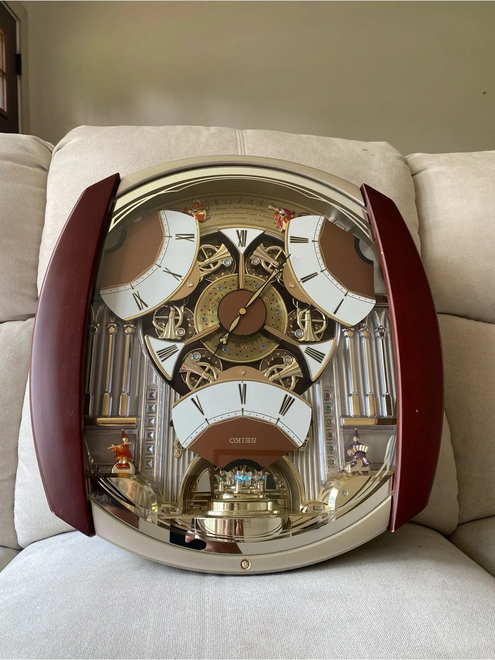 Seiko Brown and Gold Animated Musical Wall Clock
